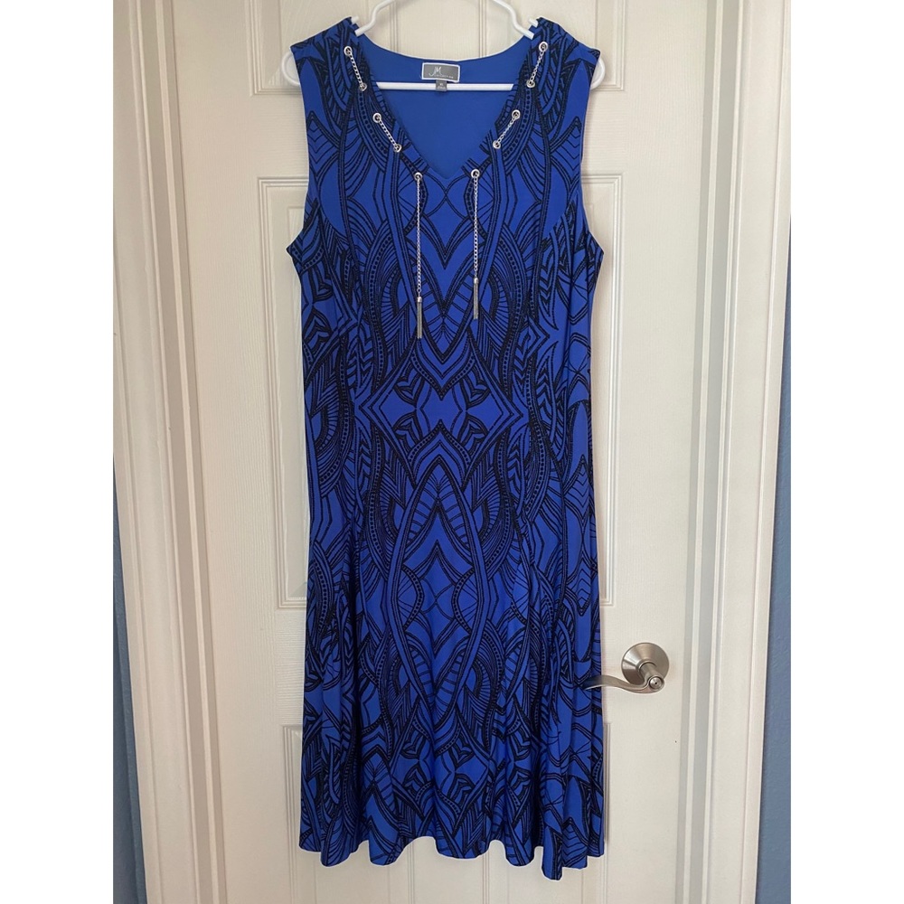 Blue Dress w/ Chain Neckline Detail